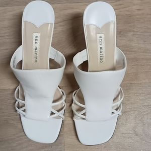 White strapped sandals with leather uppers